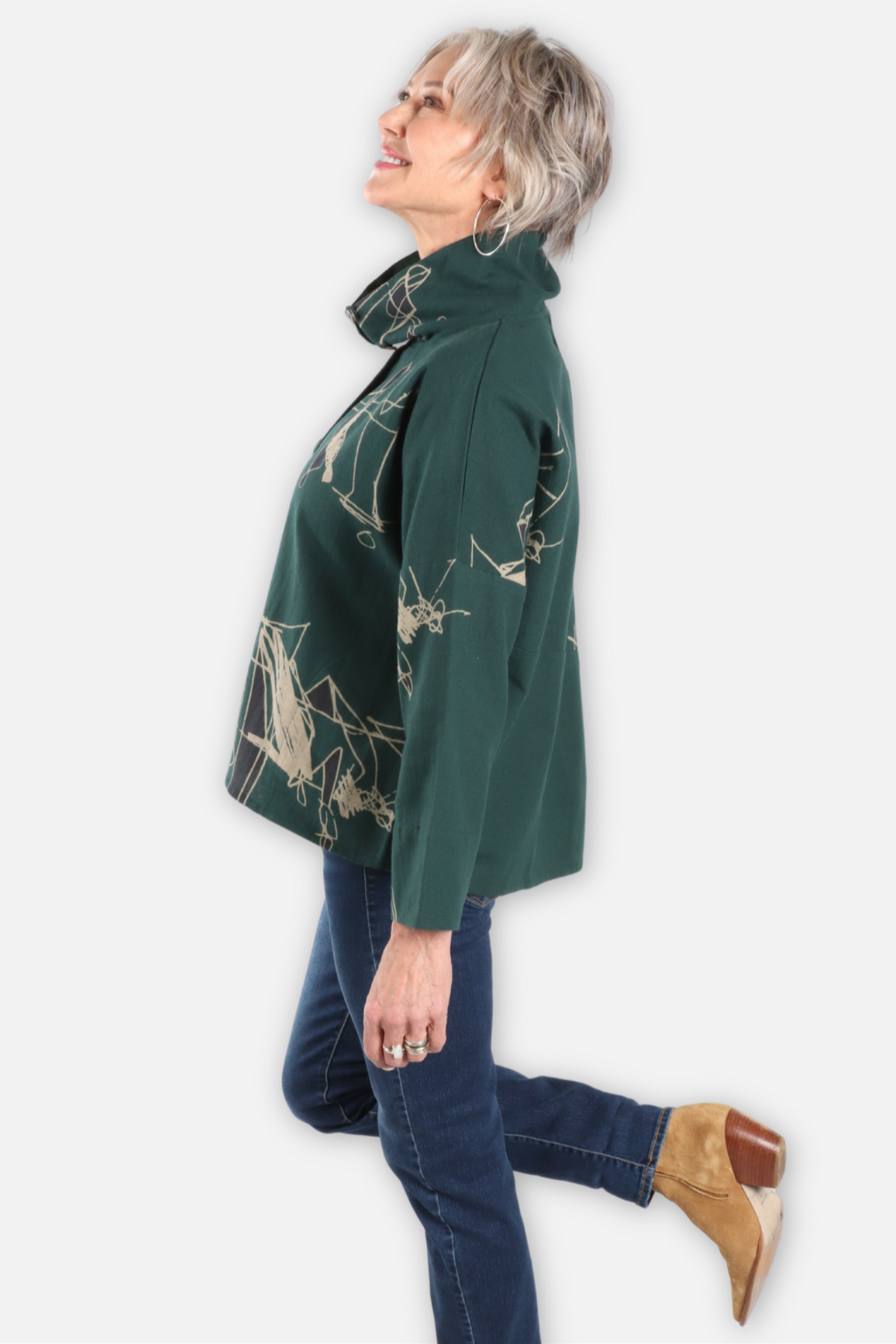 Abstract Canvas Jacket - Green