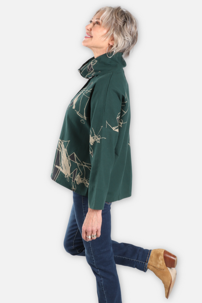 Abstract Canvas Jacket - Green