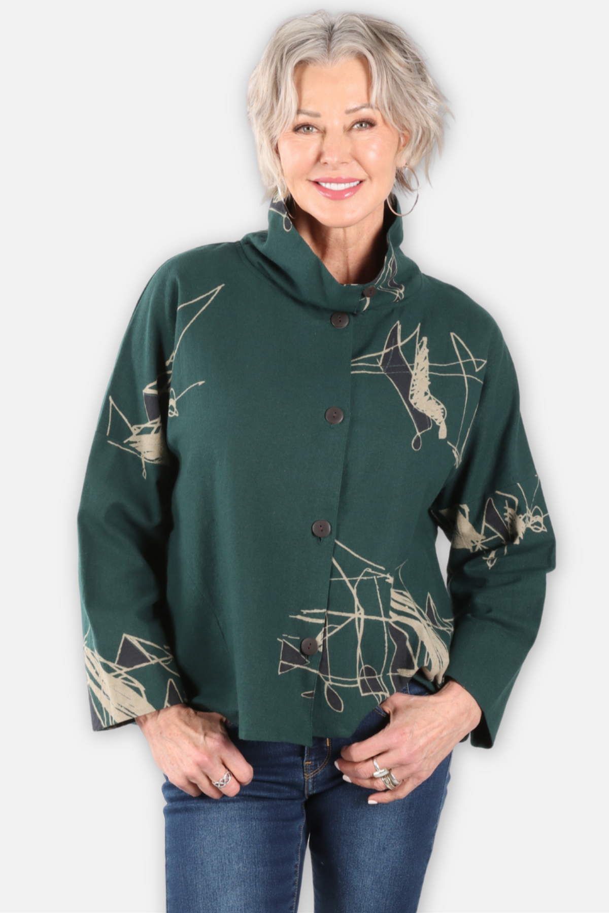 Abstract Canvas Jacket - Green