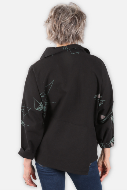Abstract Canvas Jacket - Black 