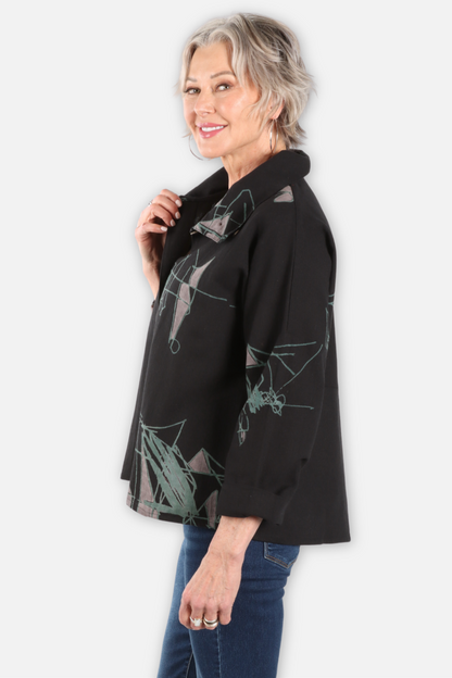 Abstract Canvas Jacket - Black 