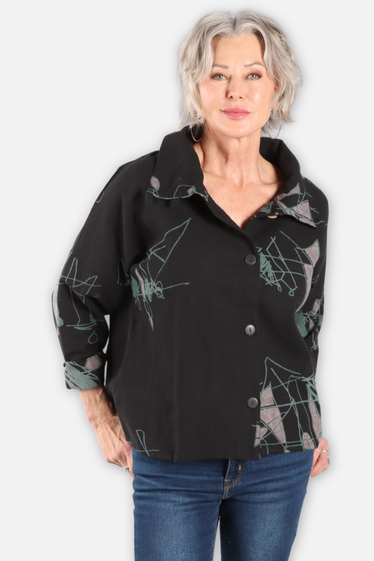 Abstract Canvas Jacket - Black 