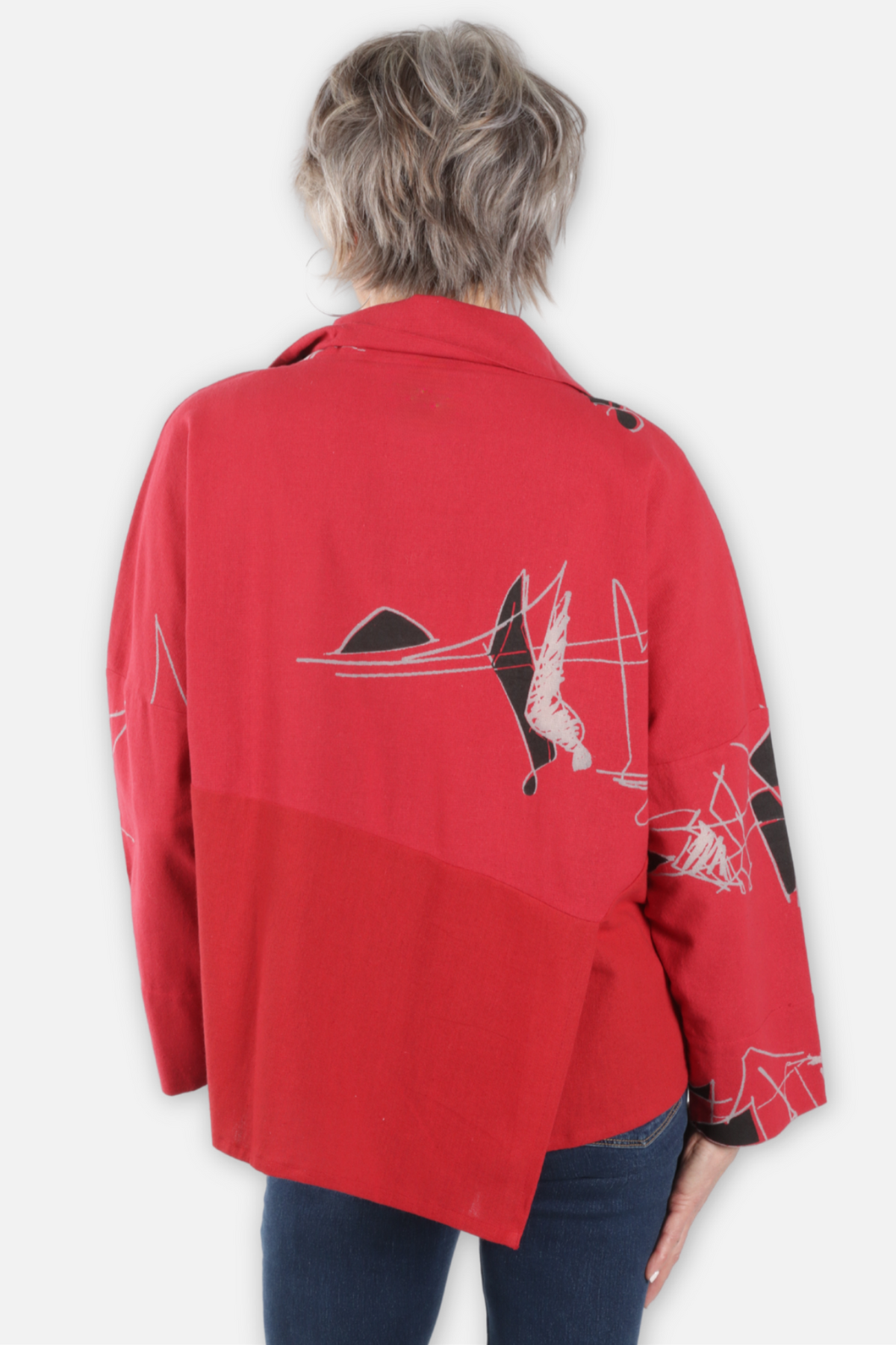 Abstract Canvas Jacket - Red