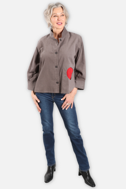 Corduroy Dot Pocket Jacket - Grey