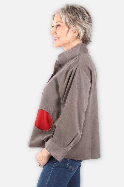 Corduroy Dot Pocket Jacket - Grey