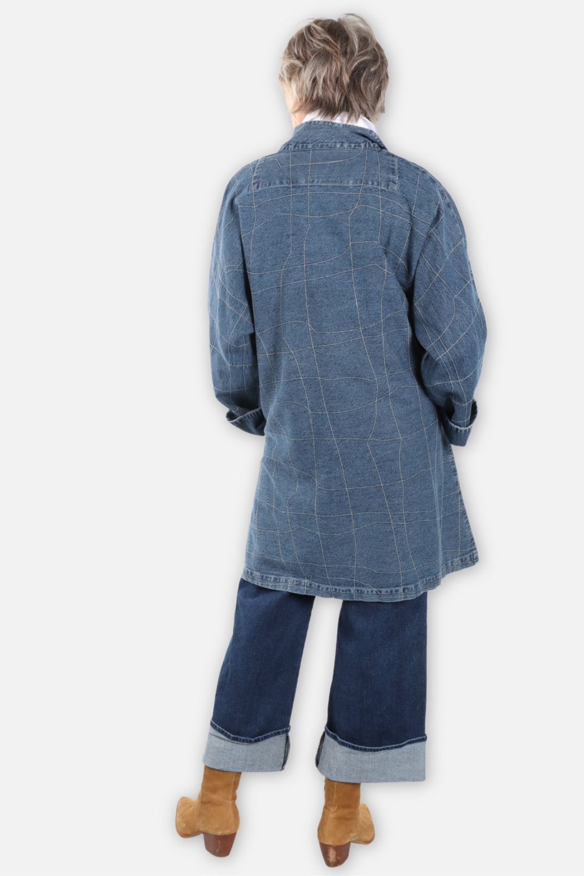 Jargon Stitched Denim Jacket - Classic Blue