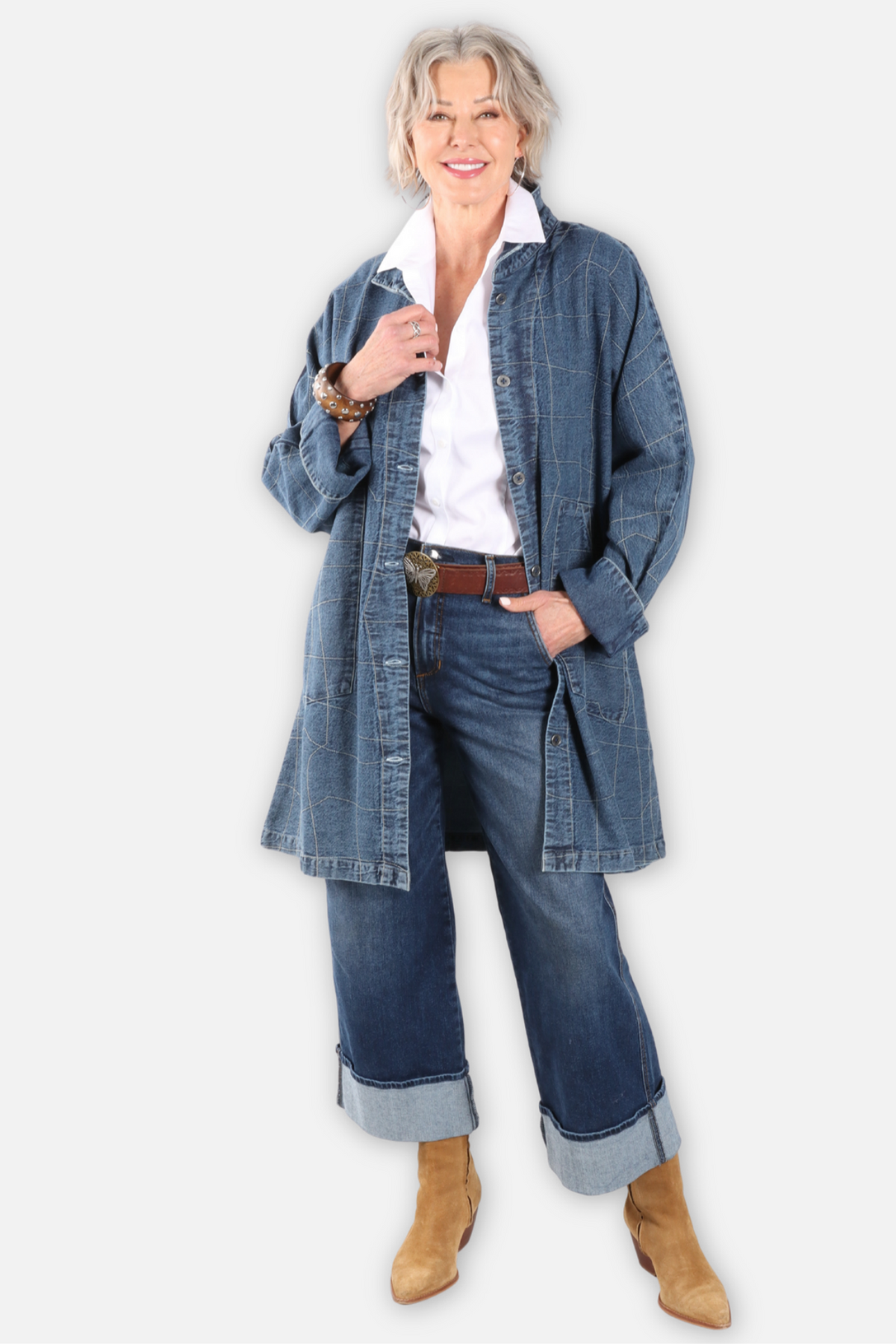 Jargon Stitched Denim Jacket - Classic Blue
