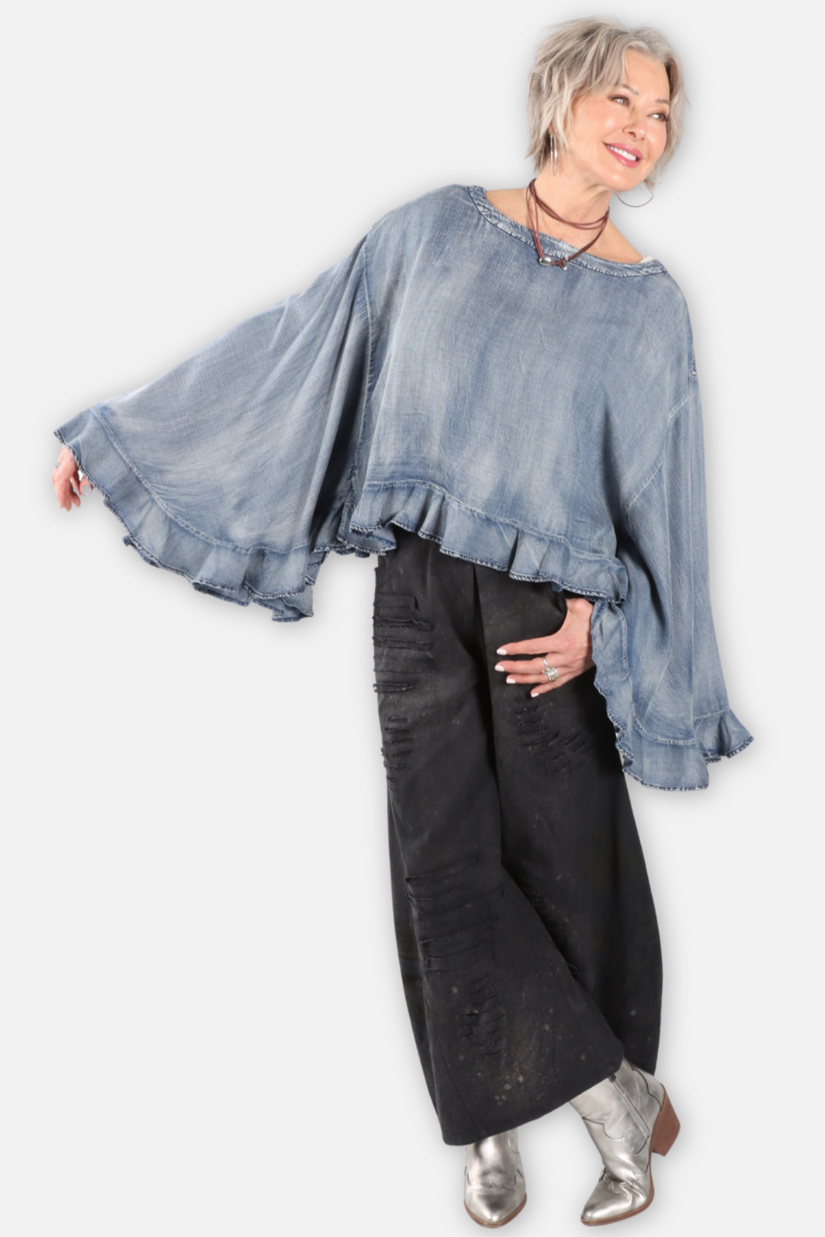Blooming Grace Top - Chambray