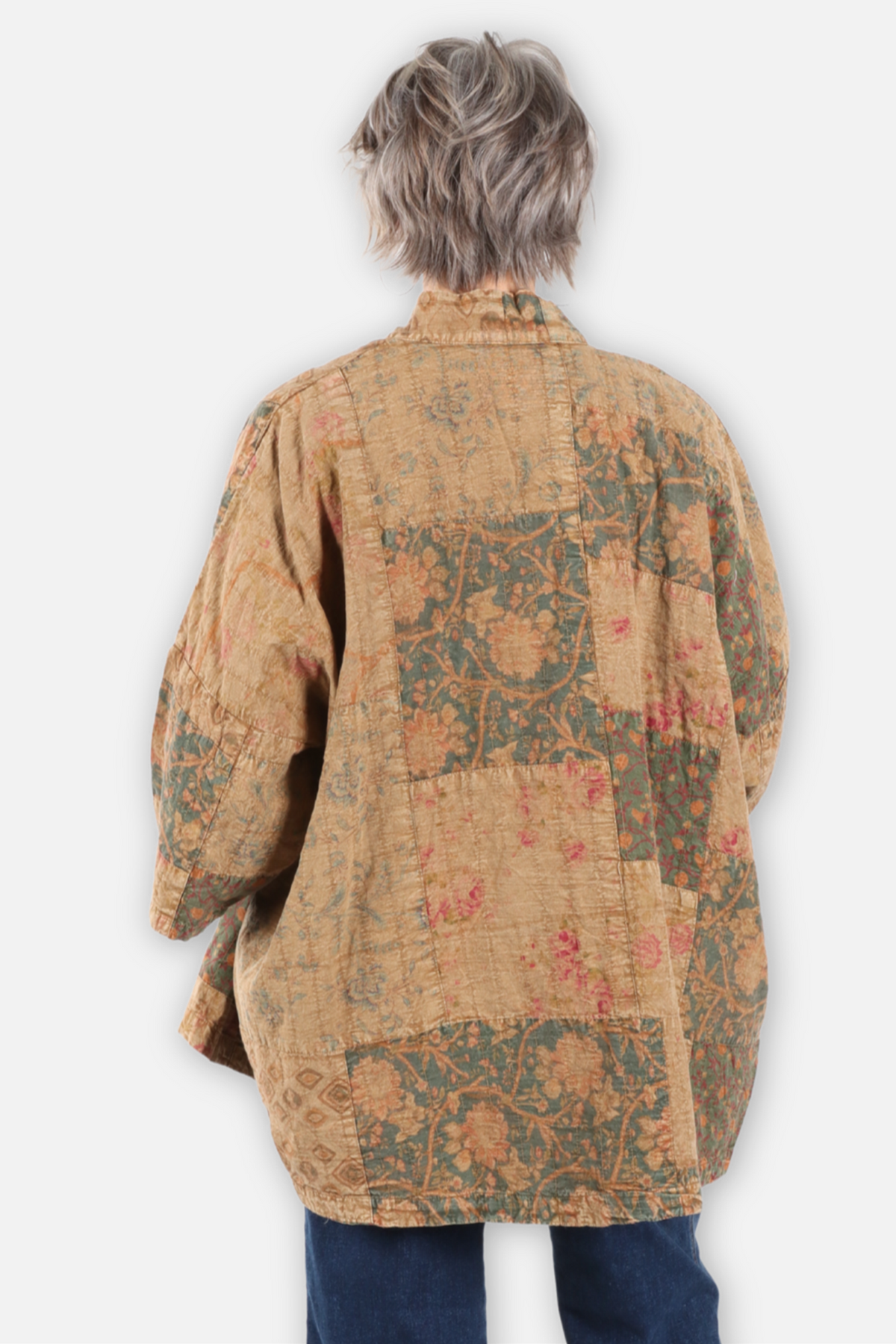 Vintage Print Kimono Jacket - Mustard