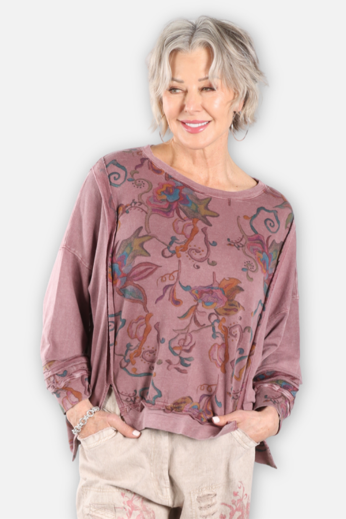 Painted Garden Sweatshirt - Purple