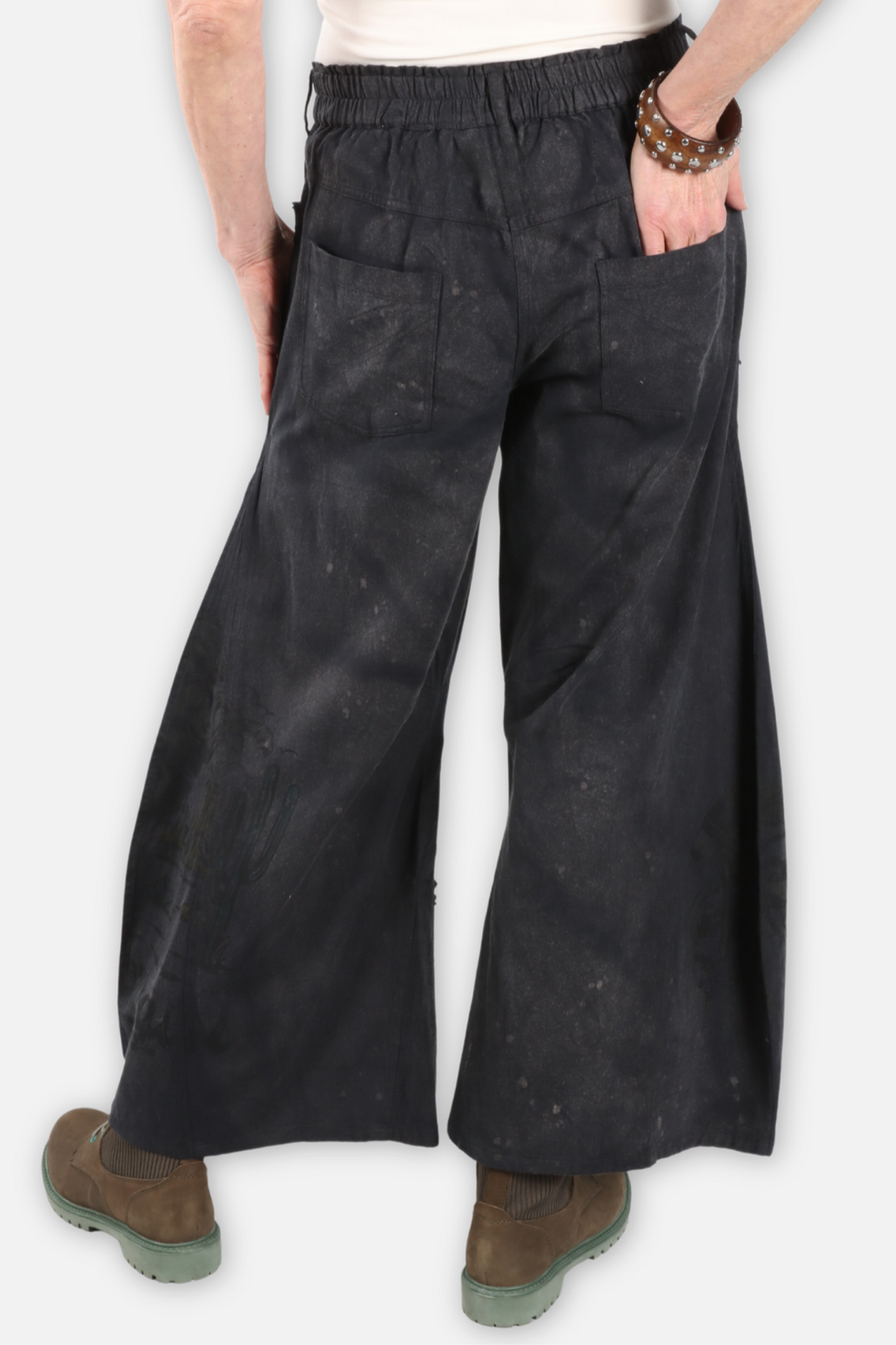 Wide Leg Textured Pant Plus - Black