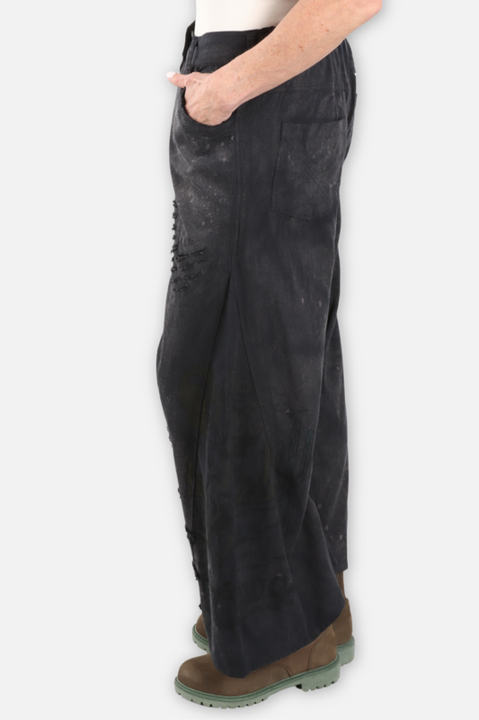 Wide Leg Textured Pant - Black
