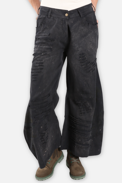 Wide Leg Textured Pant Plus - Black