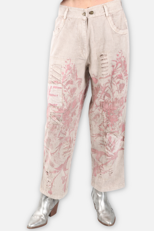 Love Patchwork Pant Plus - Pale Pink