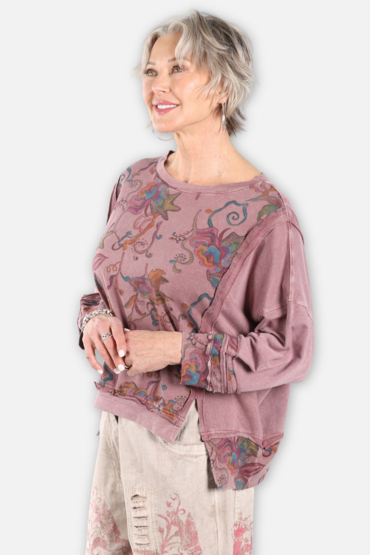 Painted Garden Sweatshirt - Purple