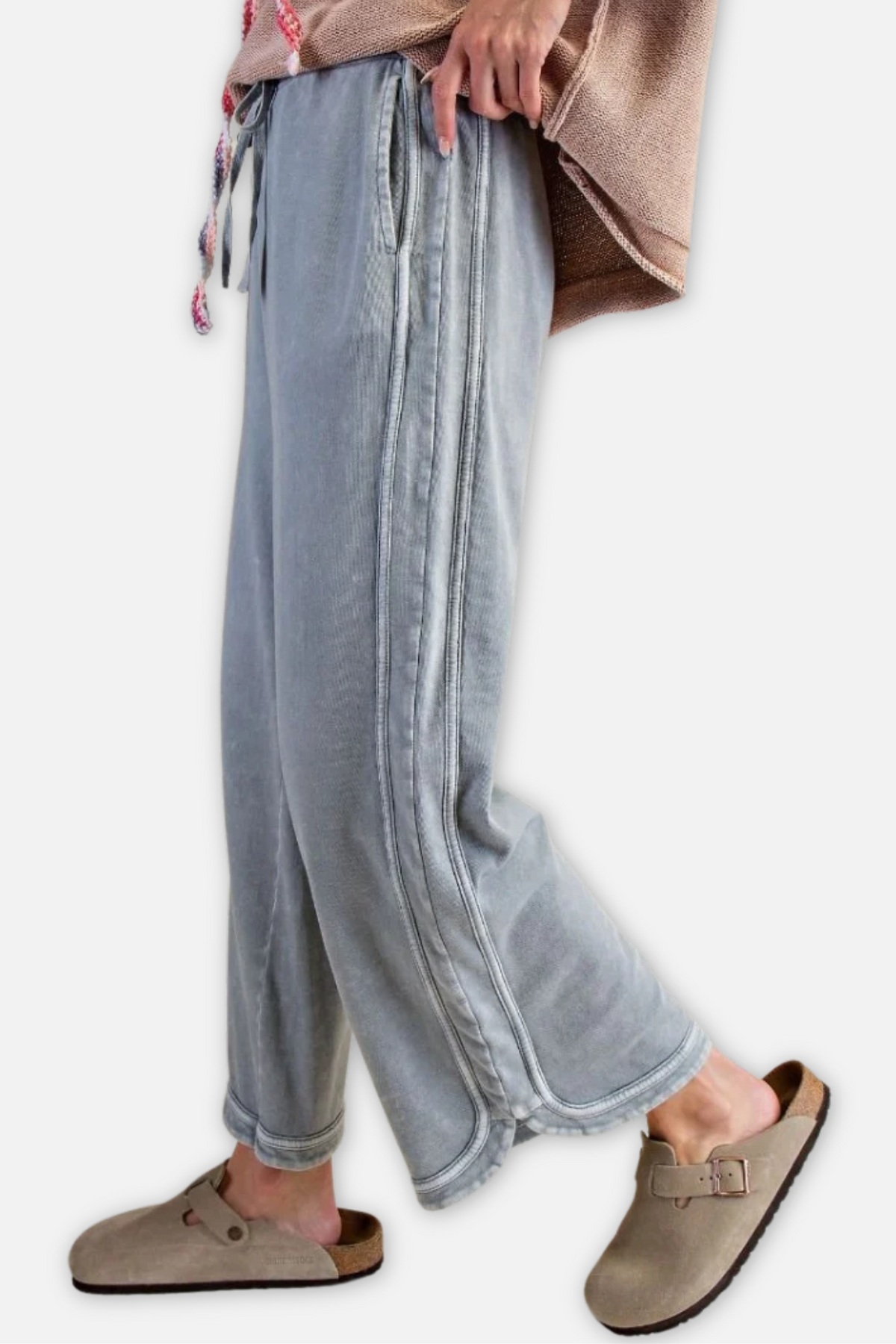 Mineral Wash Terry Pant - Faded Denim