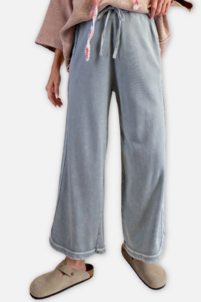 Mineral Wash Terry Pant - Faded Denim
