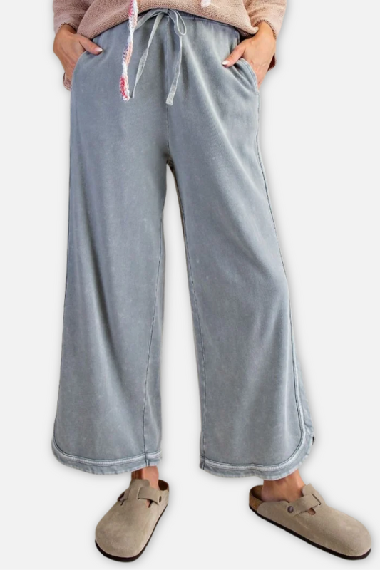 Mineral Wash Terry Pant - Faded Denim