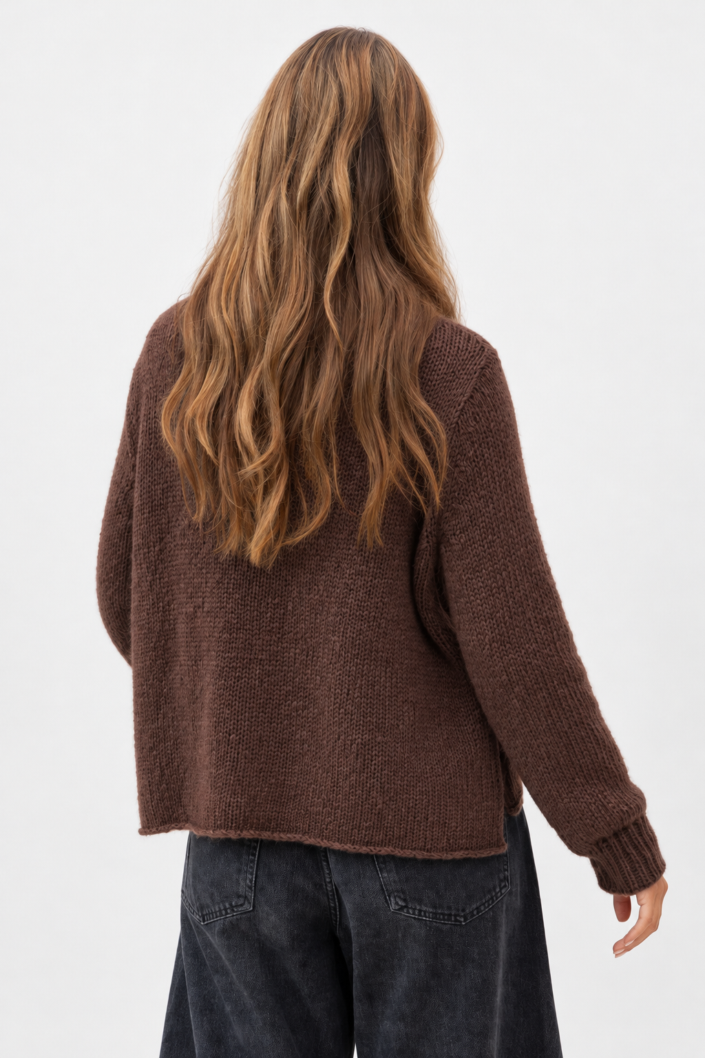 Autumn Falling Leaves Crew Sweater - Brown & Brick