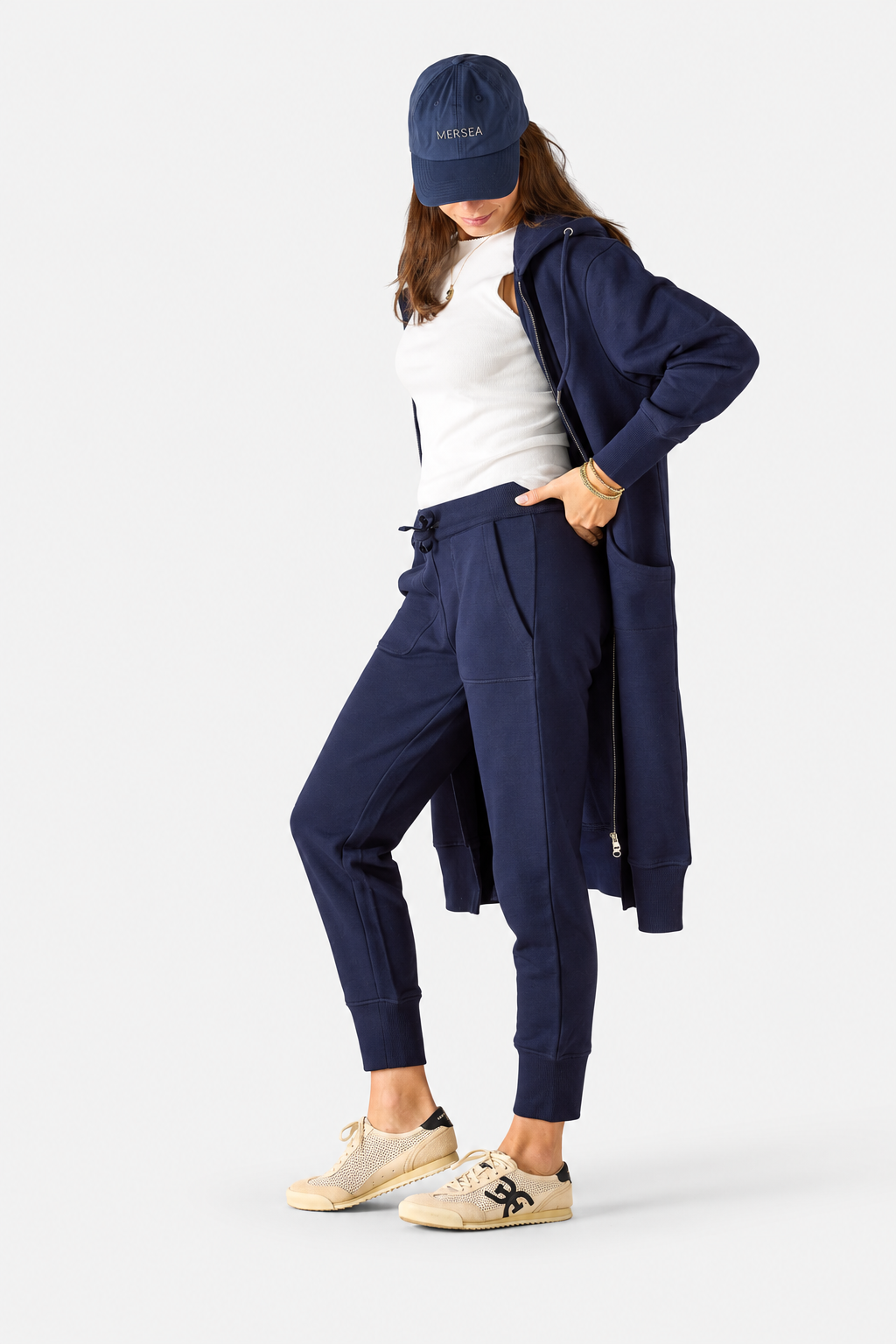 Frenchie Zip Maxi Hoodie - Cadet Blue