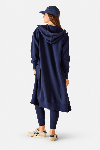 Frenchie Zip Maxi Hoodie - Cadet Blue