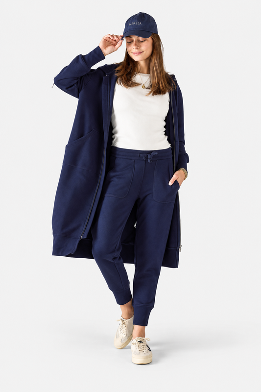 Frenchie Zip Maxi Hoodie - Cadet Blue