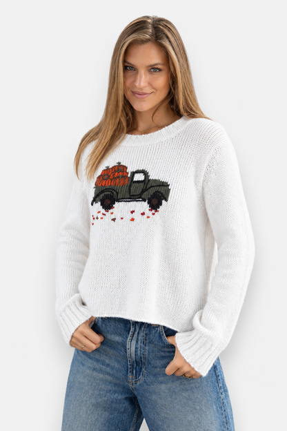 Pumpkin Truck Crew Sweater - Almond Butter
