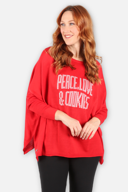 Catalina Crew Sweater - Peace Love & Cookies Red