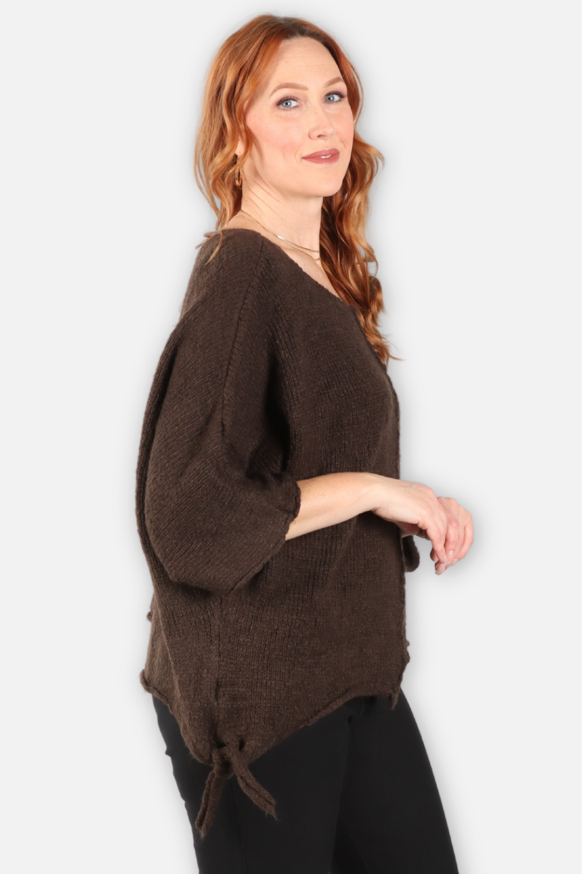 Center Seam Asymmetric Sweater - Chocolate