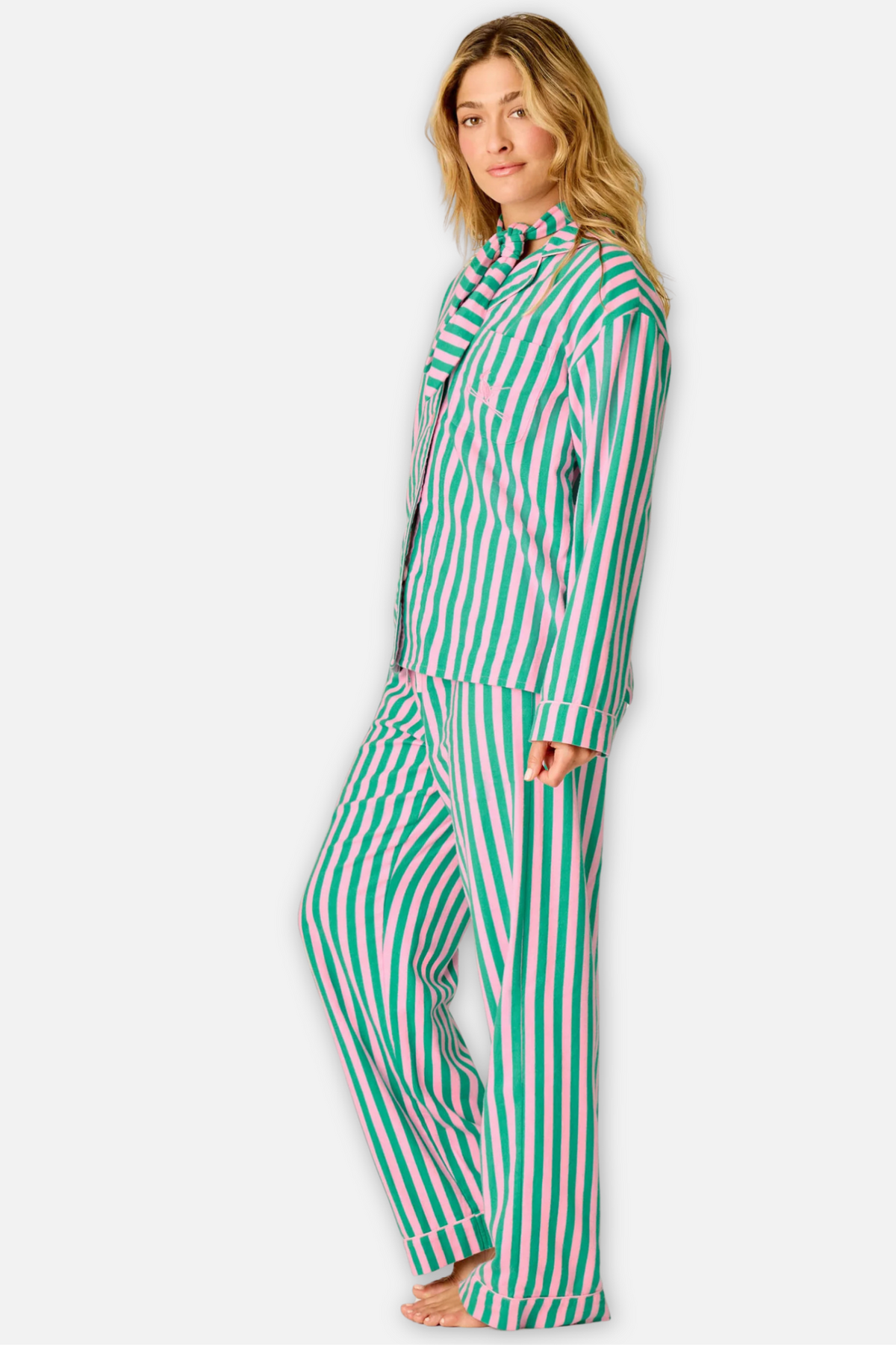 Classic Flannel Pajama Set with Headband  - Tender Pink