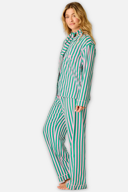 Classic Flannel Pajama Set with Headband  - Tender Pink