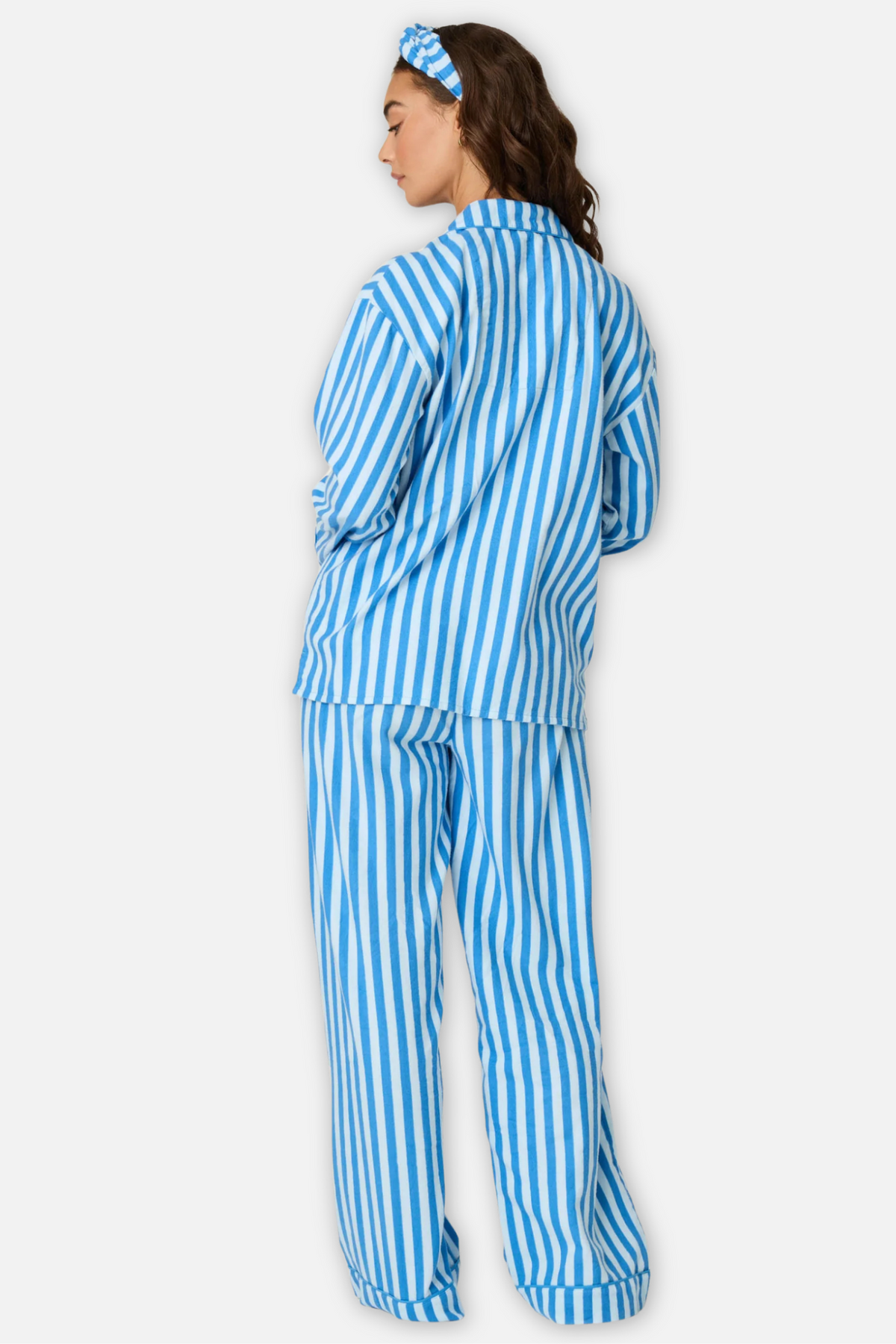 Classic Flannel Pajama Set with Headband  - Coast