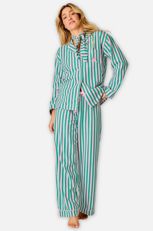 Classic Flannel Pajama Set with Headband  - Tender Pink