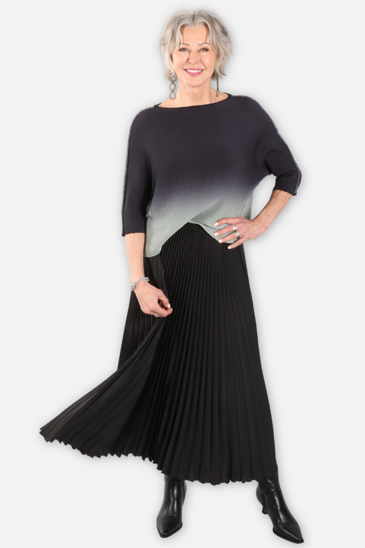 Hazel Pleated Maxi Skirt - Black
