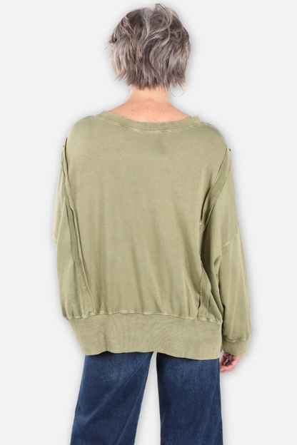 Kaleidoscope Patch Applique Sweatshirt - Olive