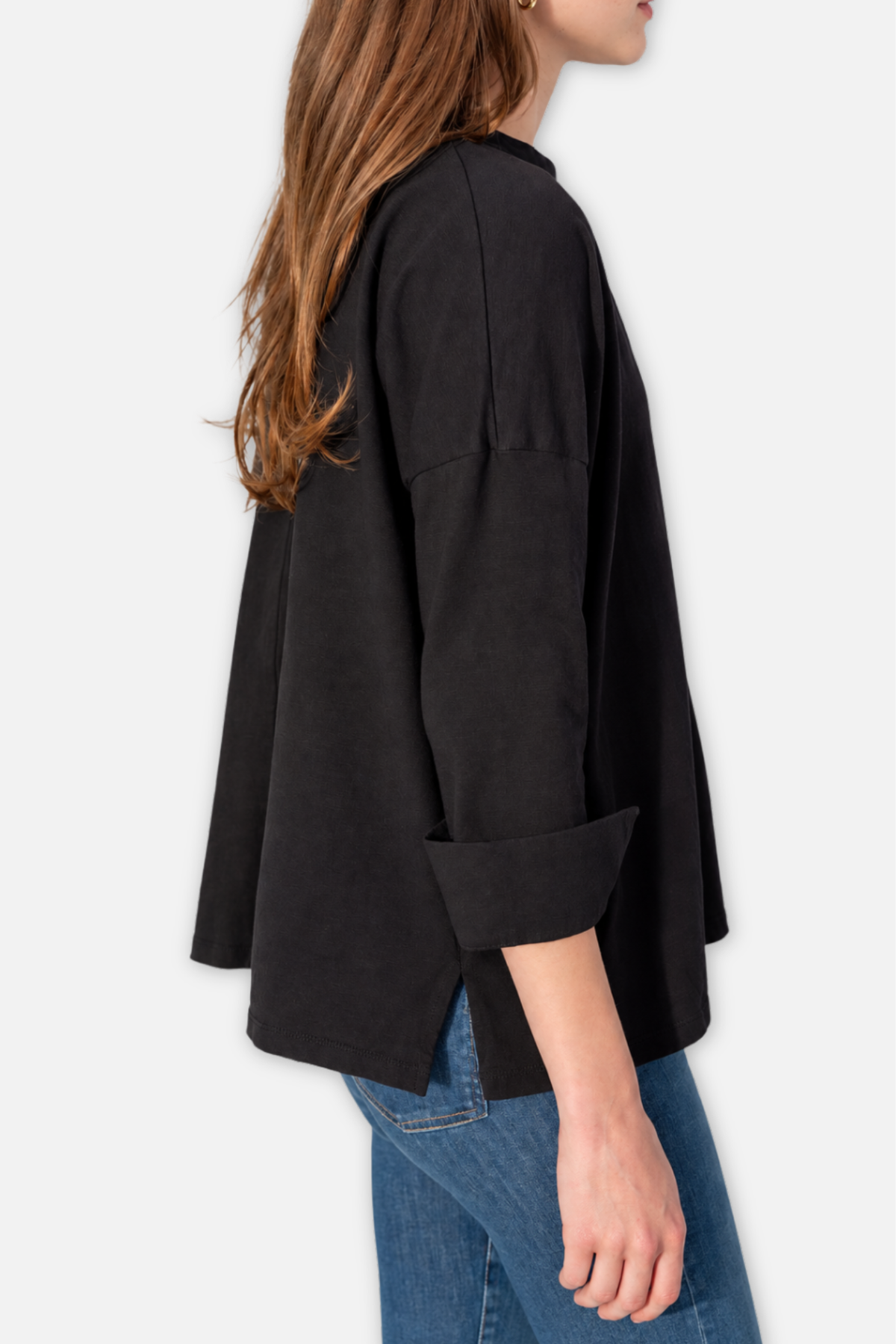 Amelia Cuff 3/4 Sleeve Tee - Black