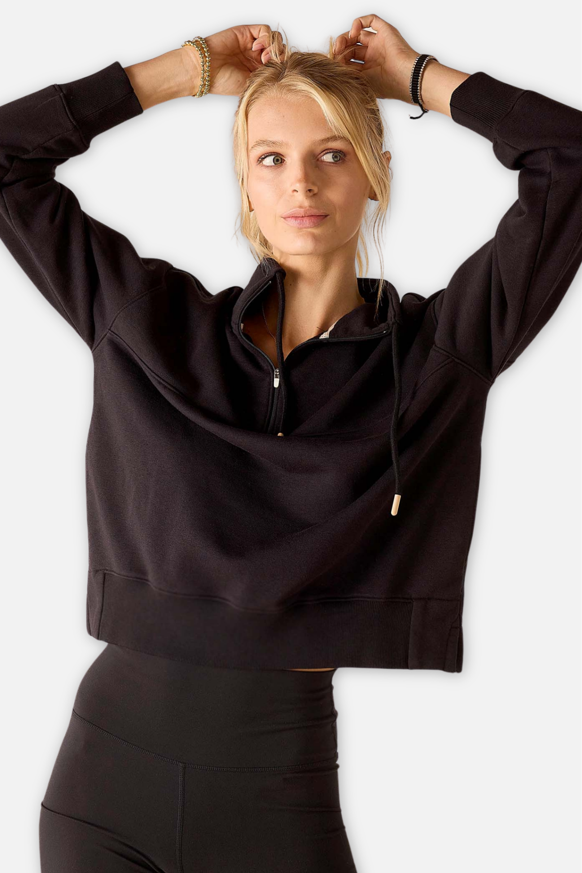 Frenchie Quarter Zip Sweatshirt - Black