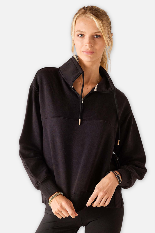 Frenchie Quarter Zip Sweatshirt - Black