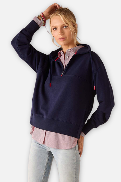 Frenchie Quarter Zip Sweatshirt - Cadet Blue
