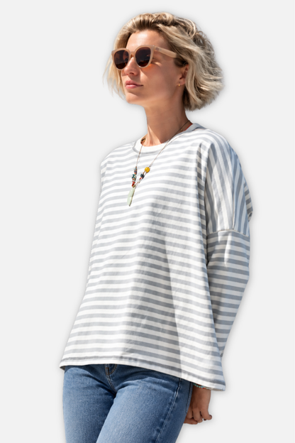 Catalina Jersey Tee - Slate Blue Stripe