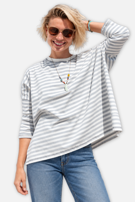 Catalina Jersey Tee - Slate Blue Stripe