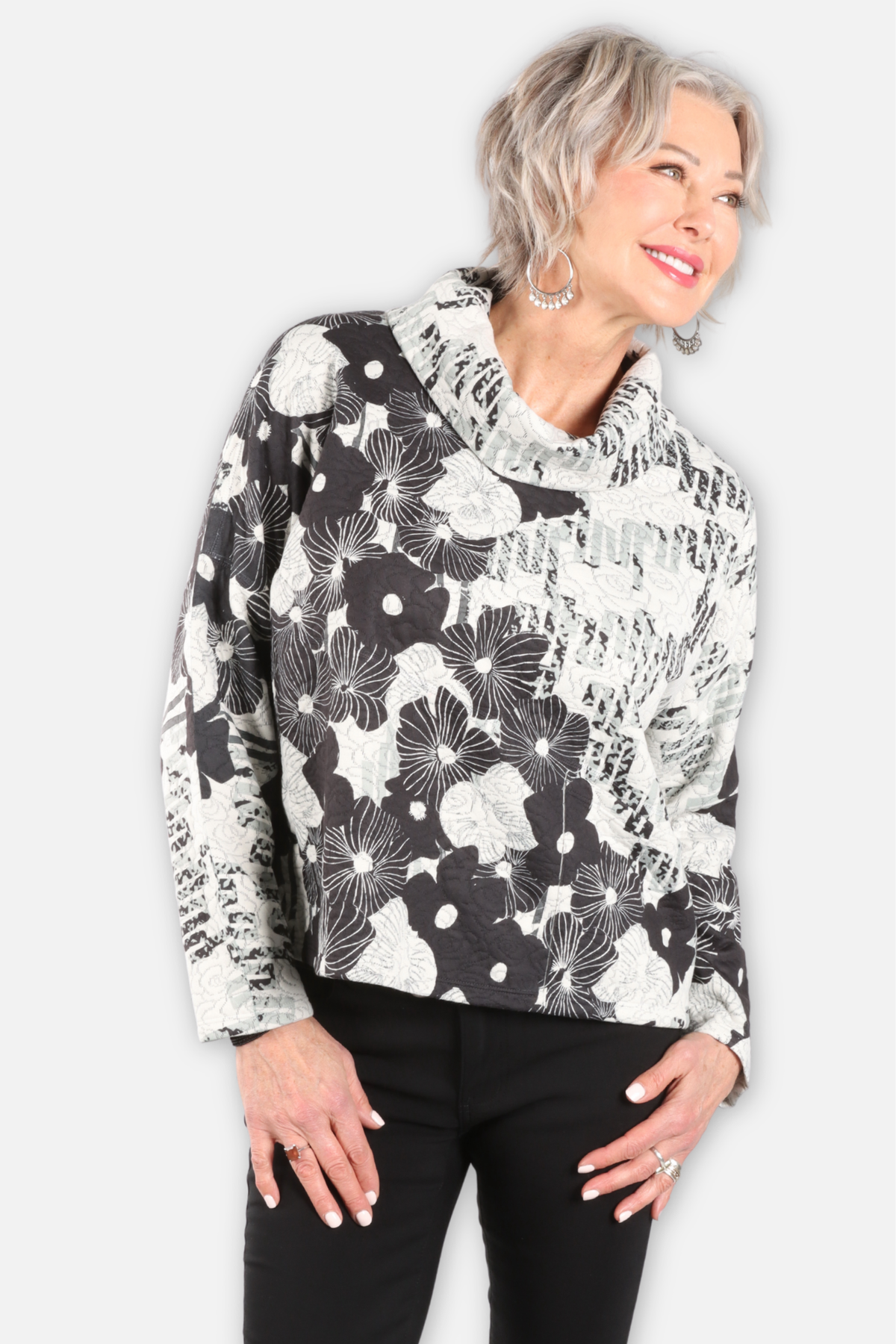 Jacquard Cowl Neck Top - Mallori