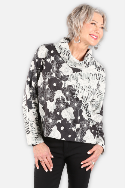Jacquard Cowl Neck Top - Mallori