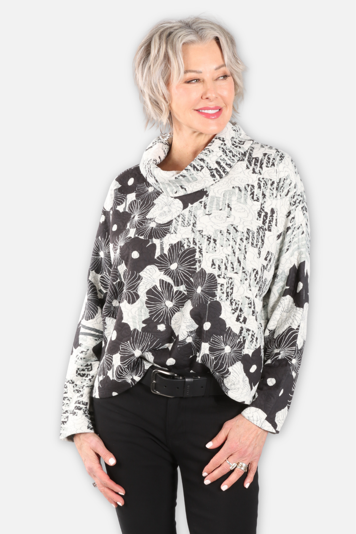 Jacquard Cowl Neck Top - Mallori