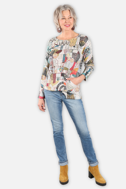 Textured Asymmetric Top - Golden Woods