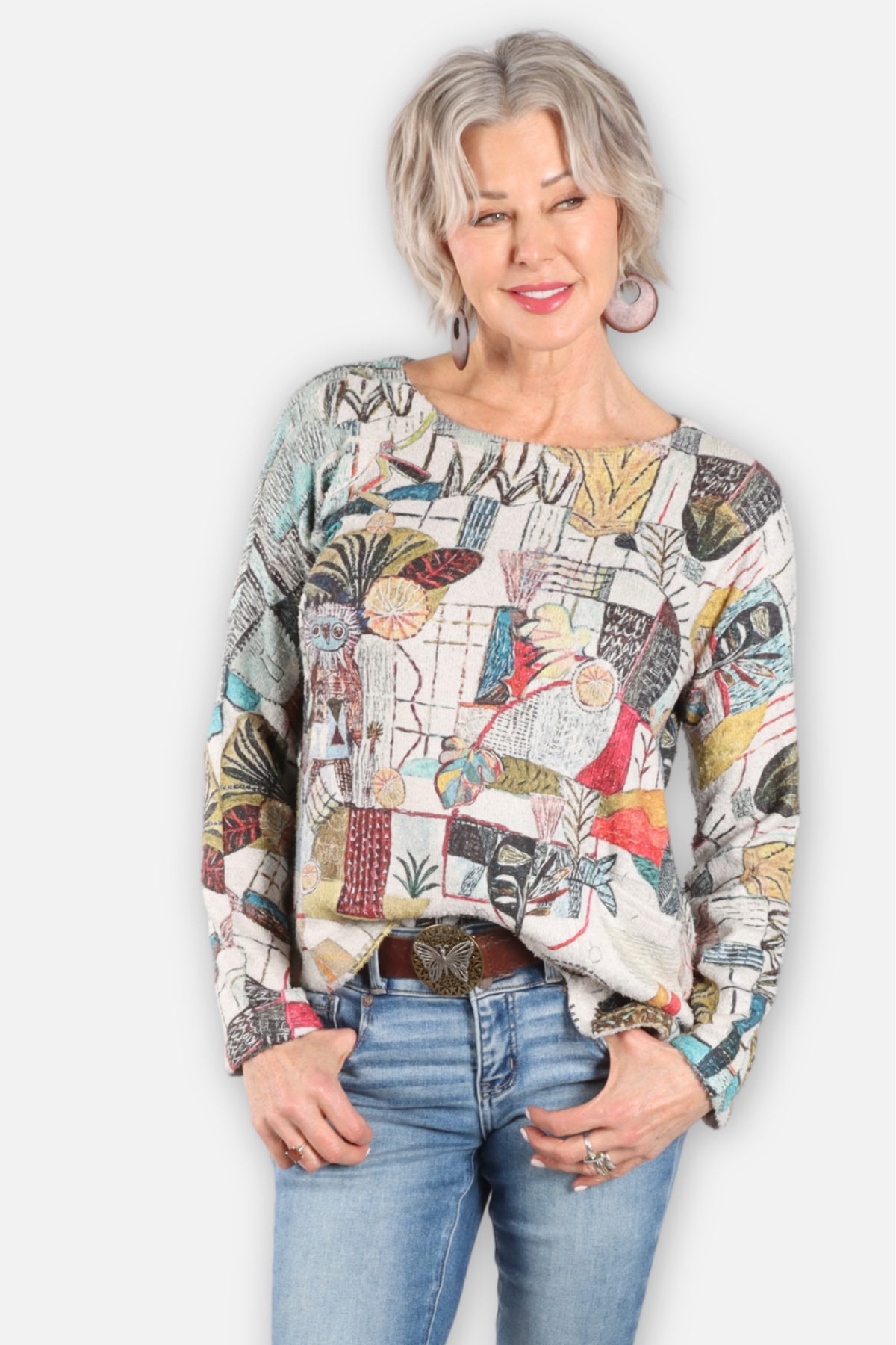 Textured Asymmetric Top - Golden Woods