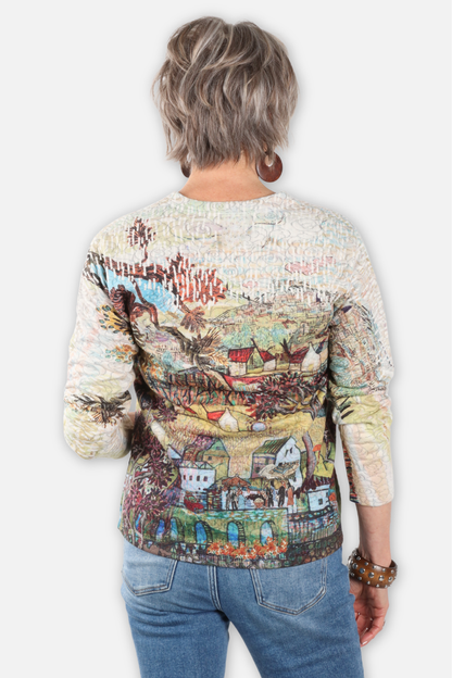 Jacquard Knit V Neck Top - A Late Afternoon