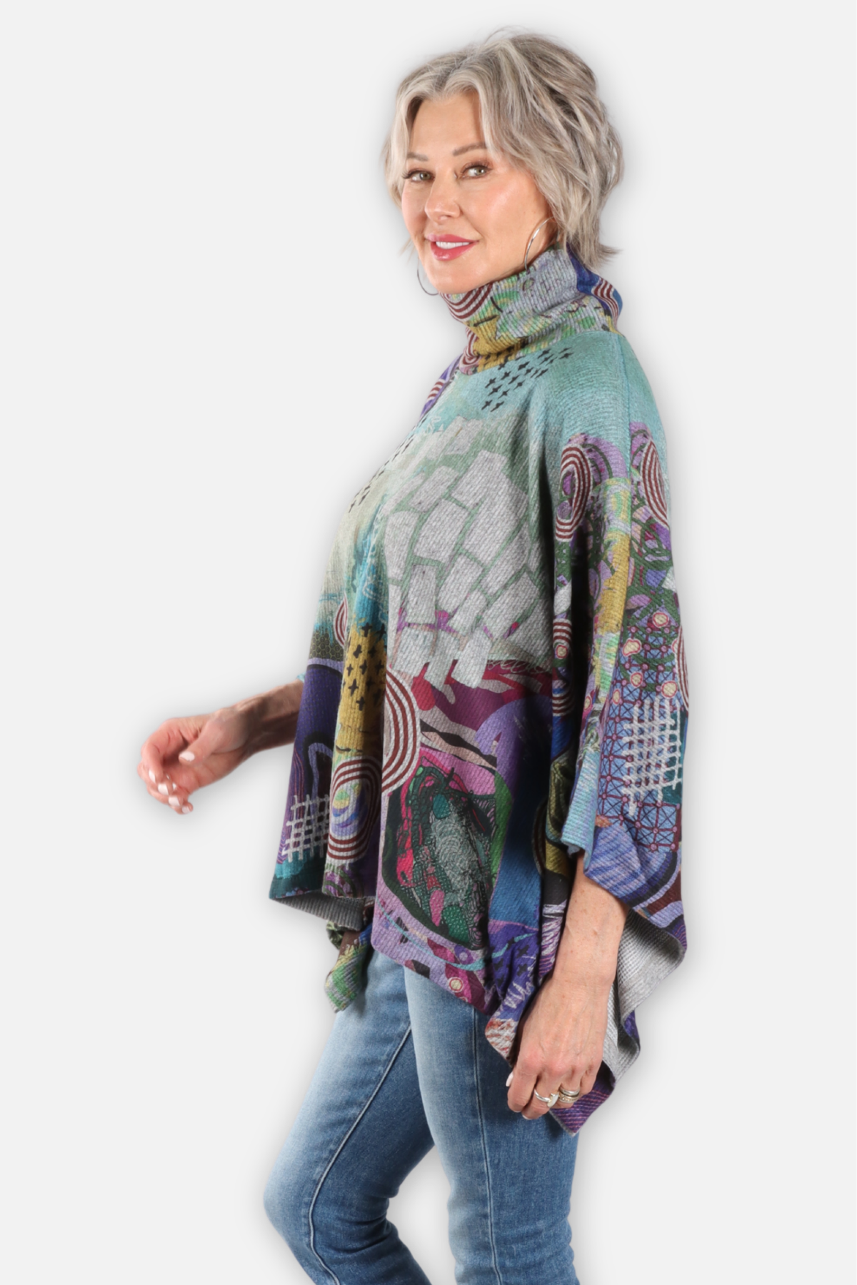 Turtleneck Poncho - Violeta