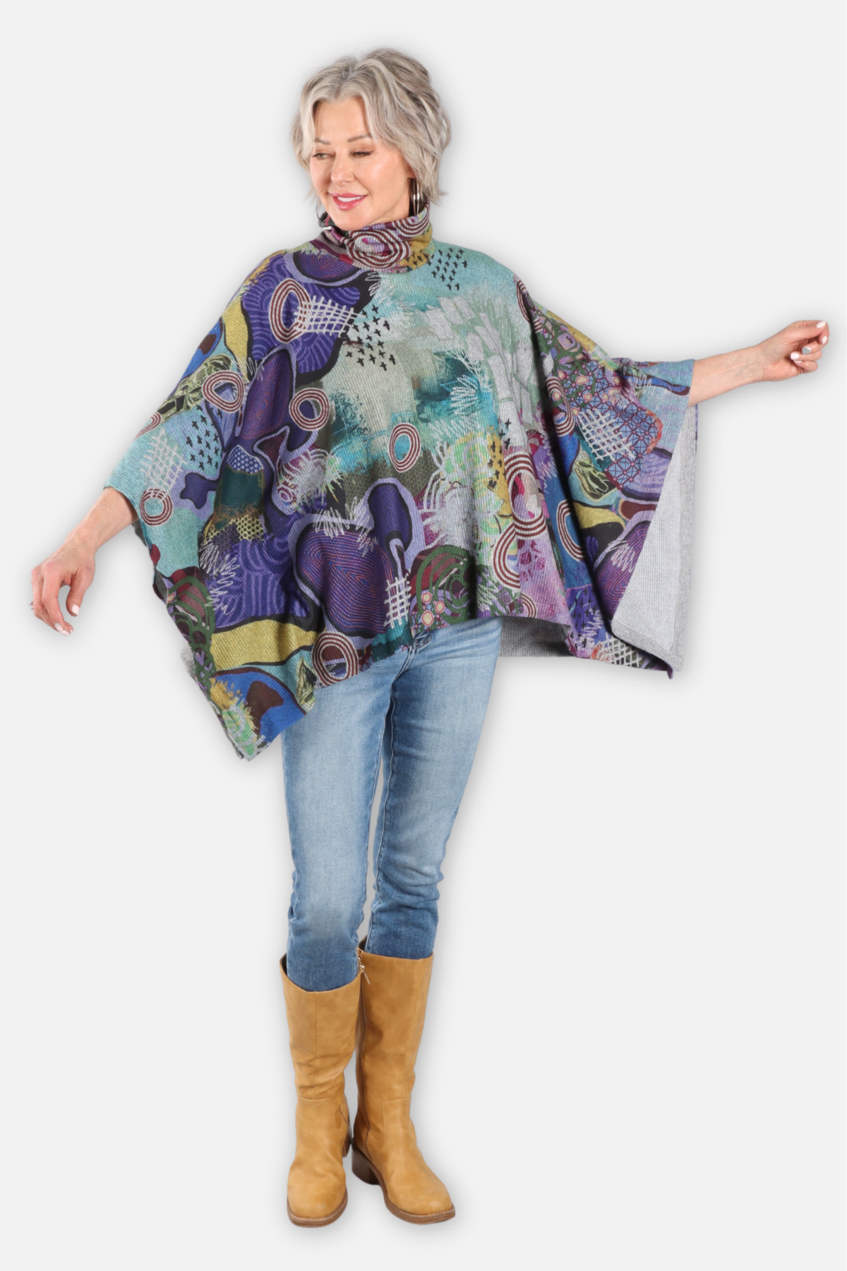 Turtleneck Poncho - Violeta