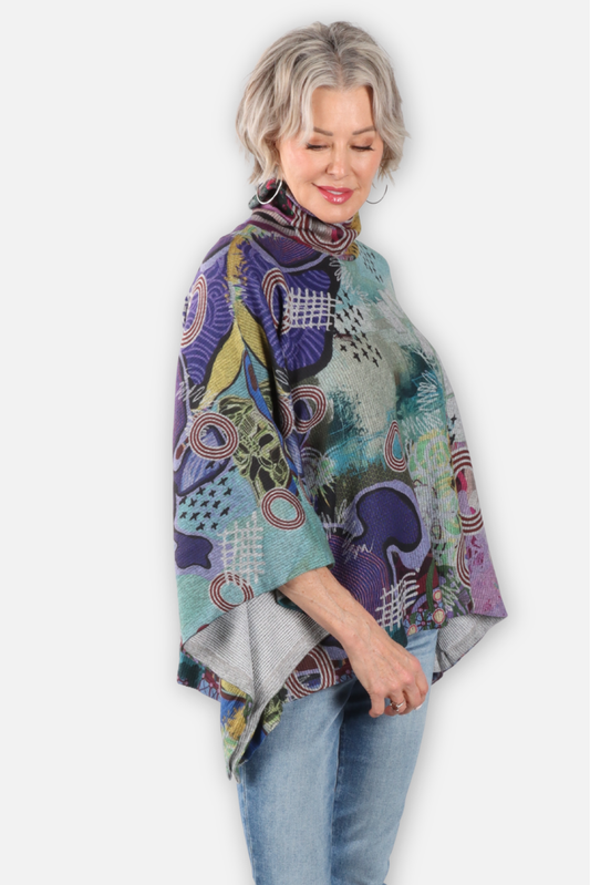 Turtleneck Poncho - Violeta